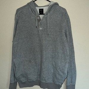 RVCA Mens Hoodie Pullover Sweatshirt Henley Medium Waffle Textured Cotton